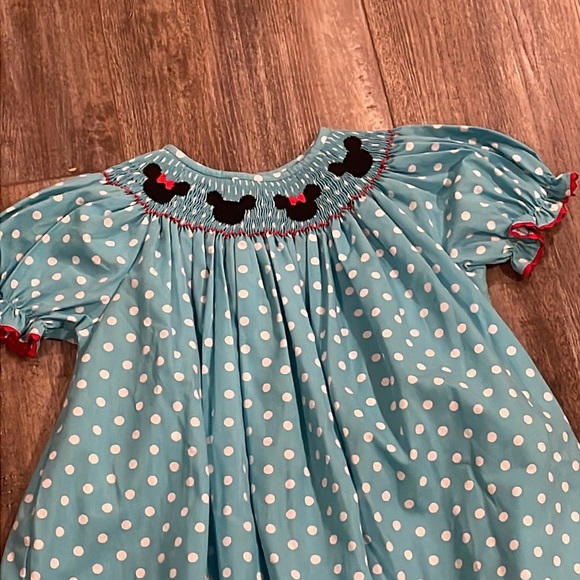 SWEET TEA Disney Minnie Mickey Polkadot Smocked Dress - Picture 2 of 8